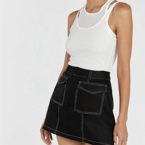 Dissh DIMITRA BLACK LINEN CARGO SKORT  sz 2 - Picture 1 of 9